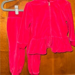 Ralph Lauren Red Matching Set Velour Comfort